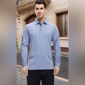 Mens Casual Button Down Shirt Long Sleeve Wrinkle Free Polo Stretch Dress Shirt